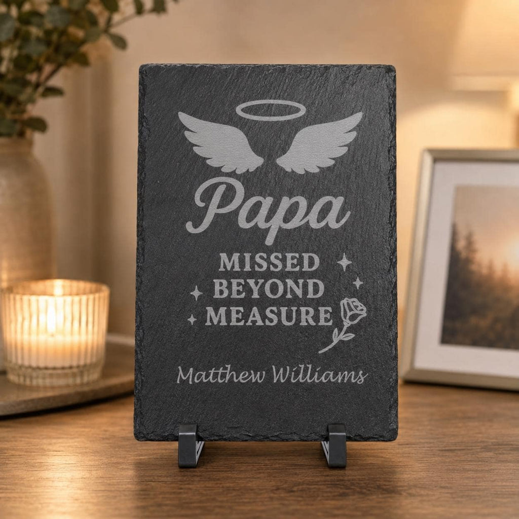 Personalized Memorial Slate Stone | Laser Engraved Remembrance Plaque | Custom Sympathy Gift | In Loving Memory Stone