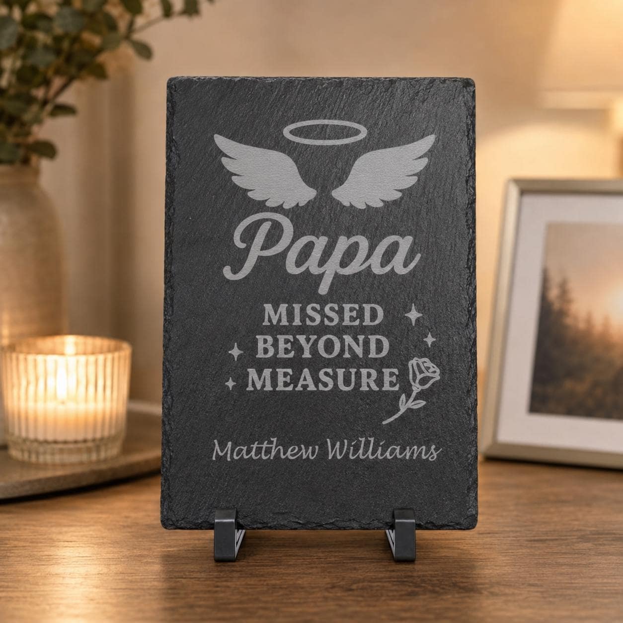 Personalized Memorial Slate Stone | Laser Engraved Remembrance Plaque | Custom Sympathy Gift | In Loving Memory Stone