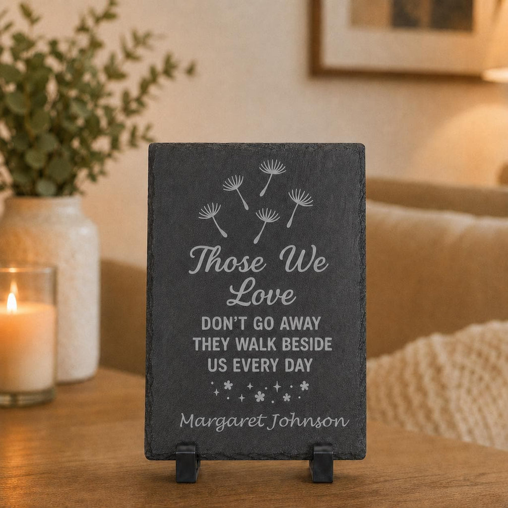 Personalized Memorial Slate Stone | Laser Engraved Remembrance Plaque | Custom Sympathy Gift | In Loving Memory Stone