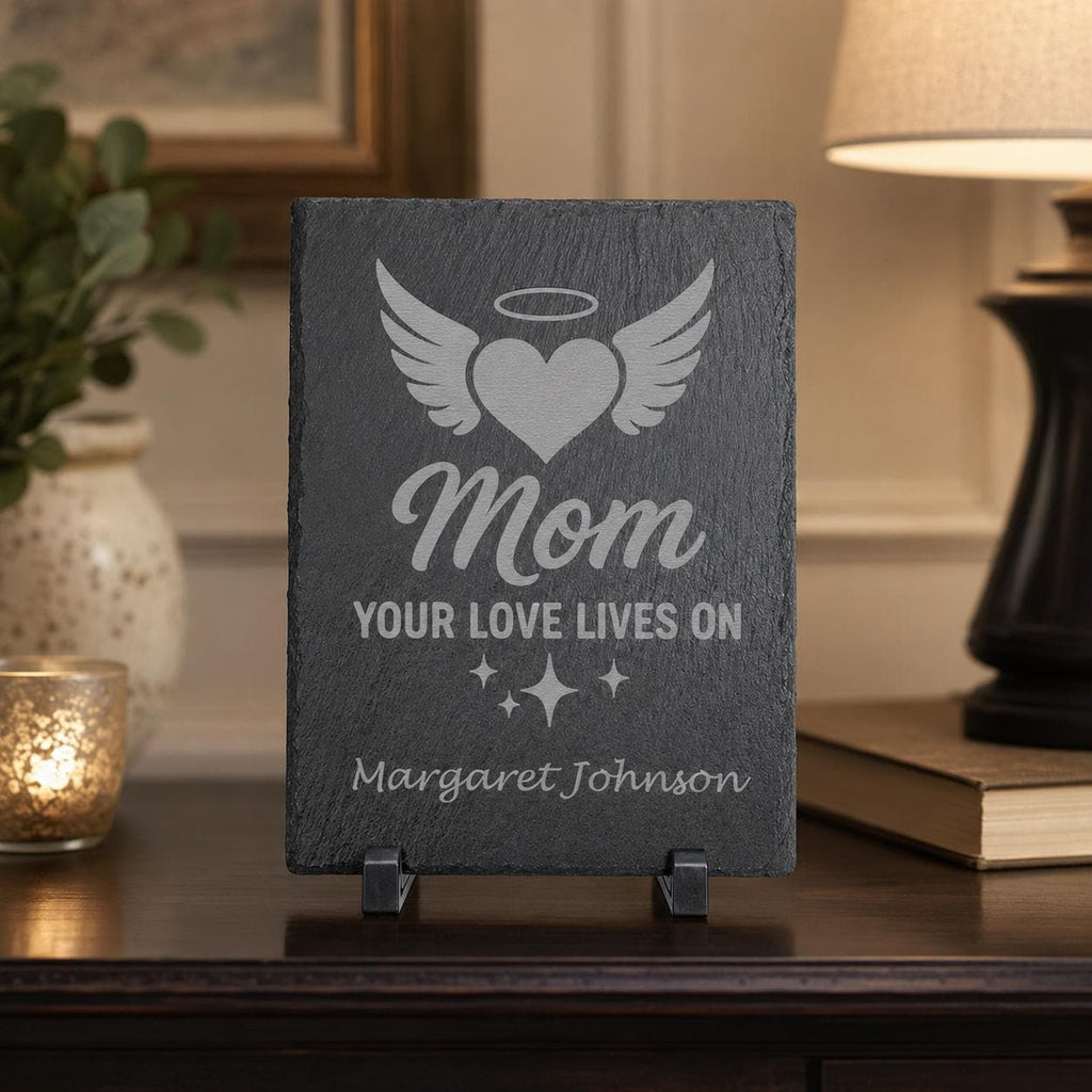 Personalized Memorial Slate Stone | Laser Engraved Remembrance Plaque | Custom Sympathy Gift | In Loving Memory Stone