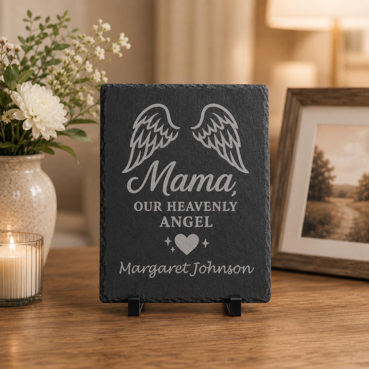 Personalized Memorial Slate Stone | Laser Engraved Remembrance Plaque | Custom Sympathy Gift | In Loving Memory Stone
