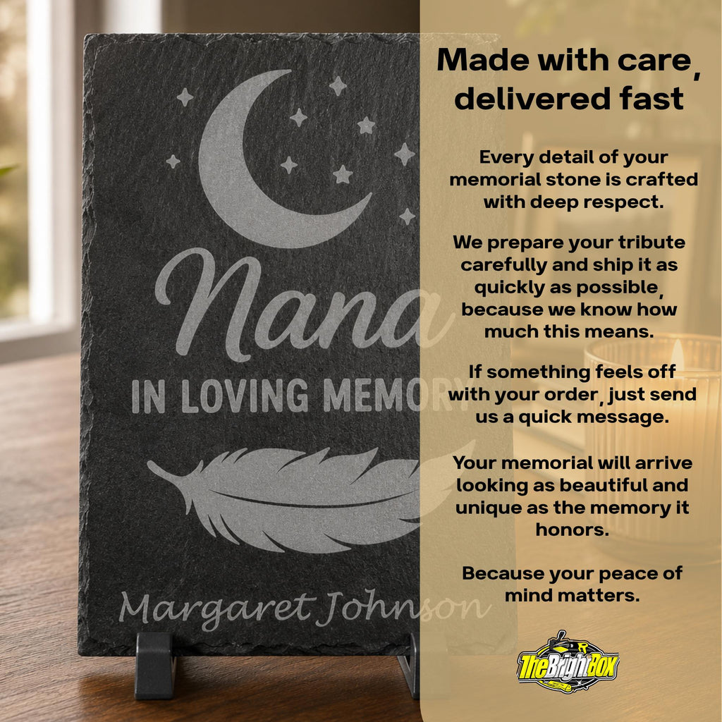 Personalized Memorial Slate Stone | Laser Engraved Remembrance Plaque | Custom Sympathy Gift | In Loving Memory Stone