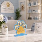 Custom Paw Print QR Code Sign | Pet Business Social Media Display | Acrylic Review Sign | Dog Groomer QR Code Stand | Pet Shop Counter Decor