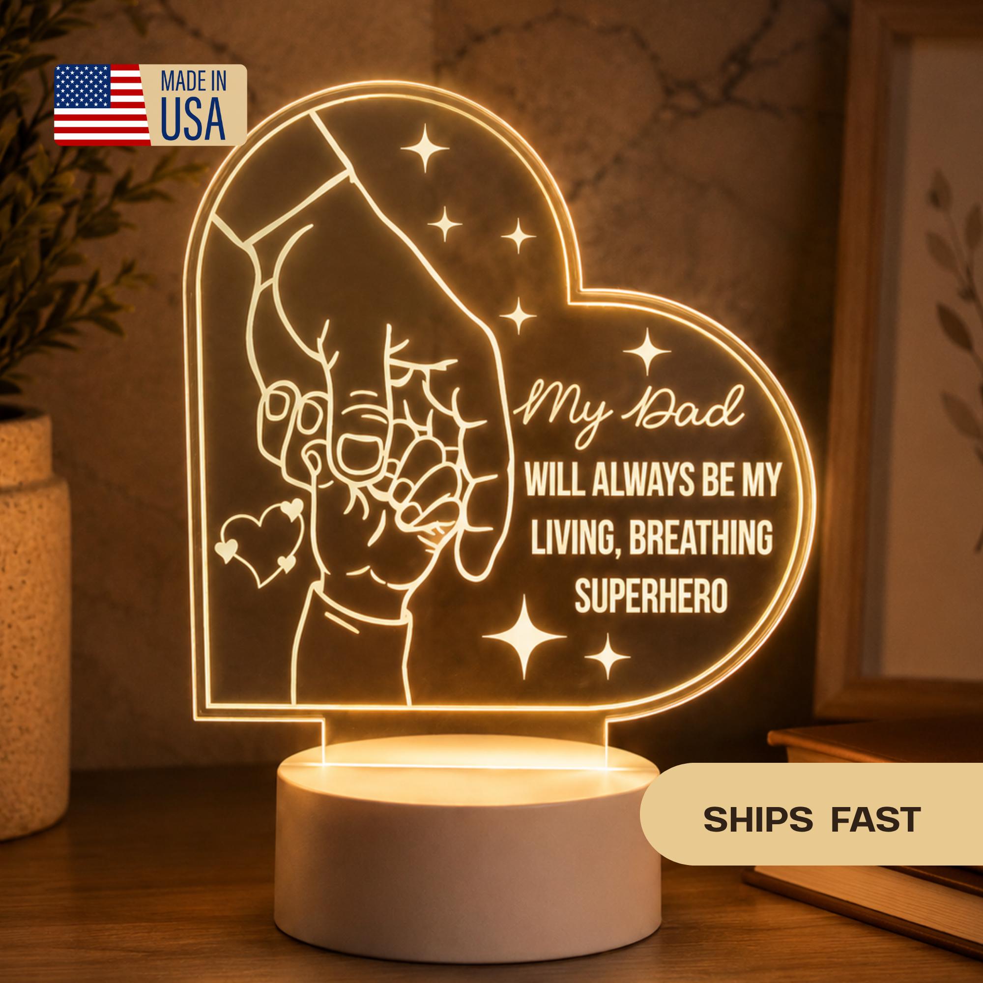 Personalized Father’s Day LED Light: My Dad Is My Superhero