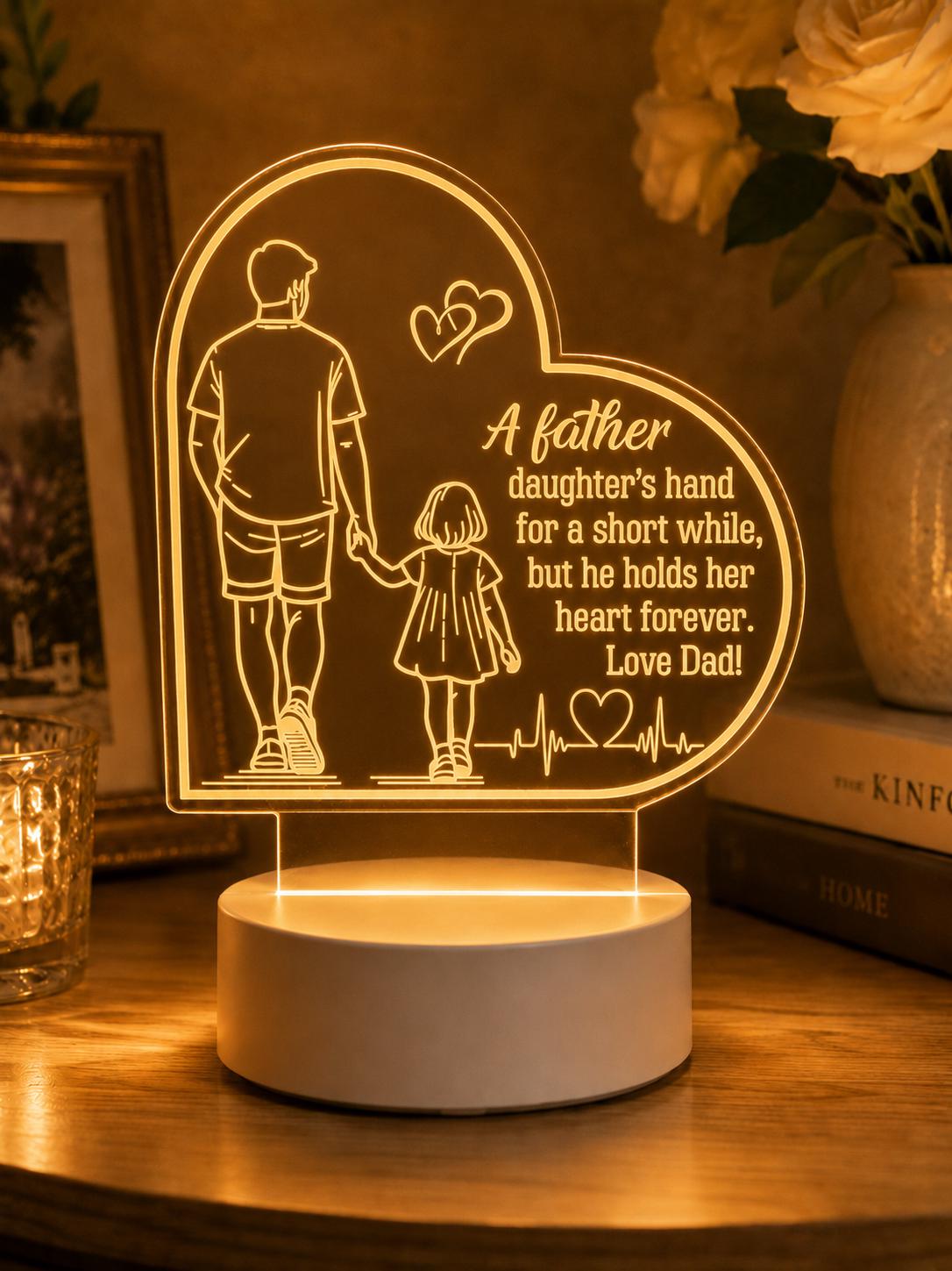 Custom Daddy Acrylic Night Light: A Father’s Love Lasts Forever
