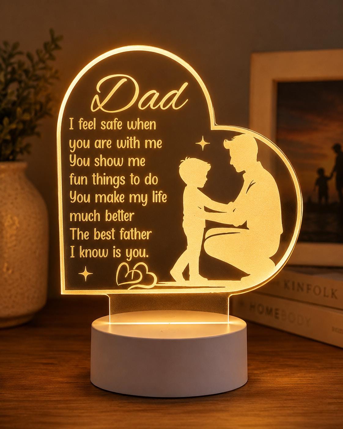 Custom Daddy Acrylic Night Light: A Father’s Love Lasts Forever