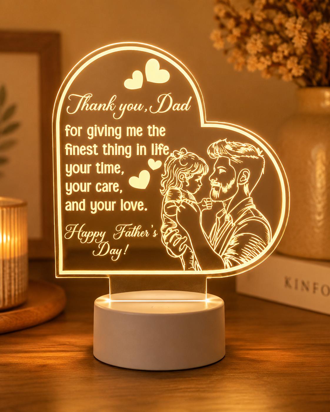 Custom Daddy Acrylic Night Light: A Father’s Love Lasts Forever