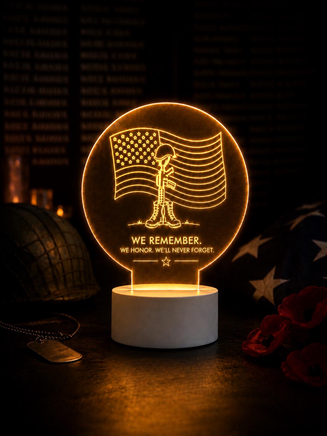 Military Memorial LED Light: We Honor, We’ll Never Forget