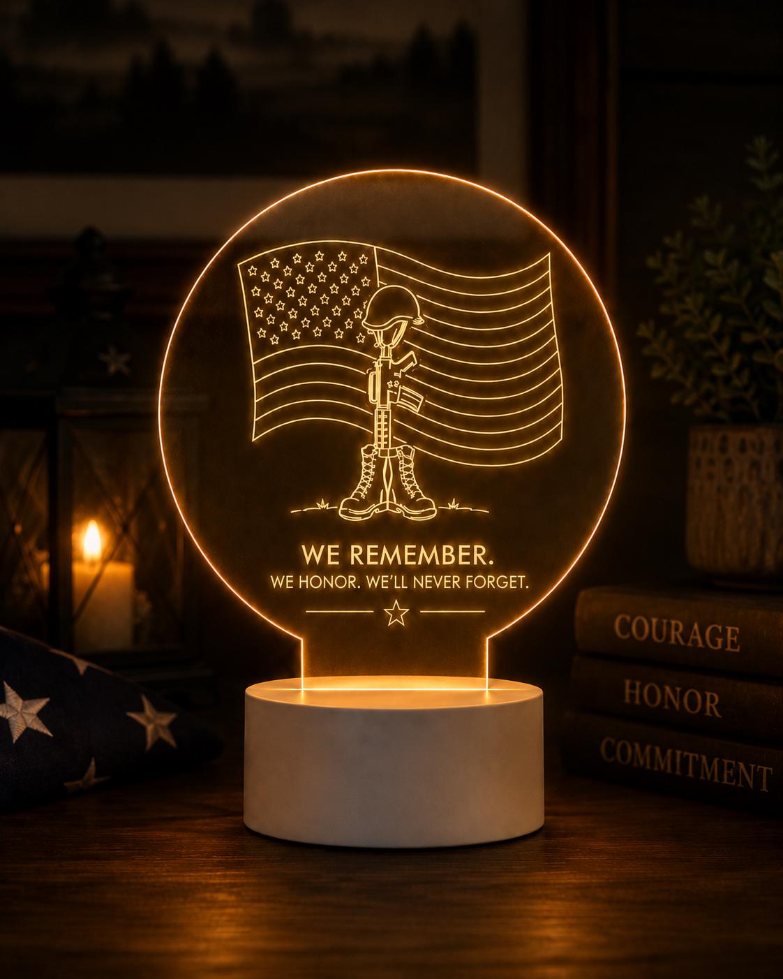 Military Memorial LED Light: We Honor, We’ll Never Forget