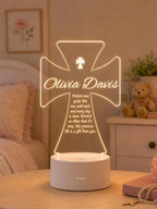 Personalized Cross Night Light, Custom Name Baptism Gift, Christian Nursery Decor, Christening Keepsake for Baby Boy or Girl