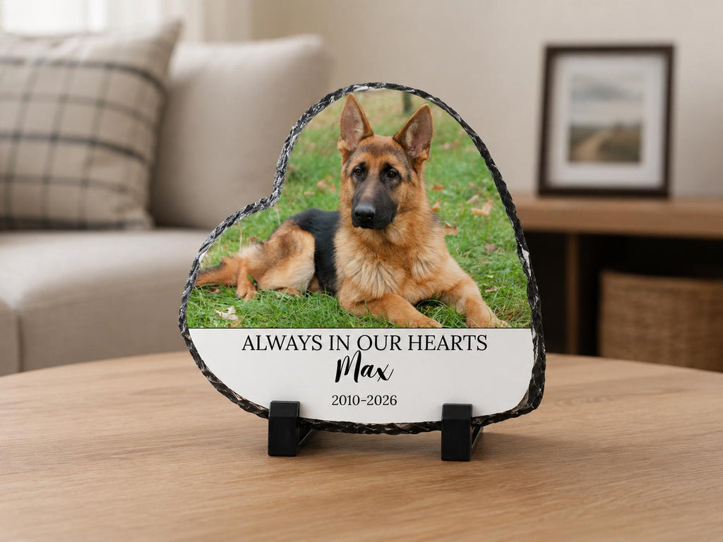 Dog Memorial Stone with Photo, Personalized Heart Pet Memorial Plaque, Custom Dog Remembrance Gift, Loss of Dog Sympathy Gift, Custom Gift