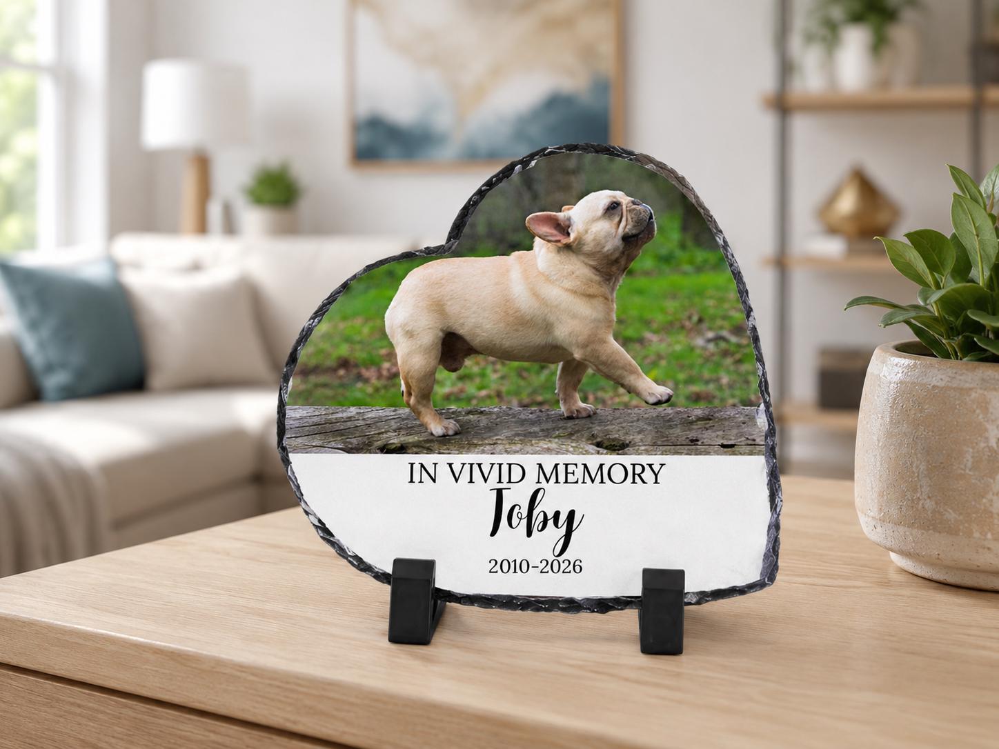 Dog Memorial Stone with Photo, Personalized Heart Pet Memorial Plaque, Custom Dog Remembrance Gift, Loss of Dog Sympathy Gift, Custom Gift
