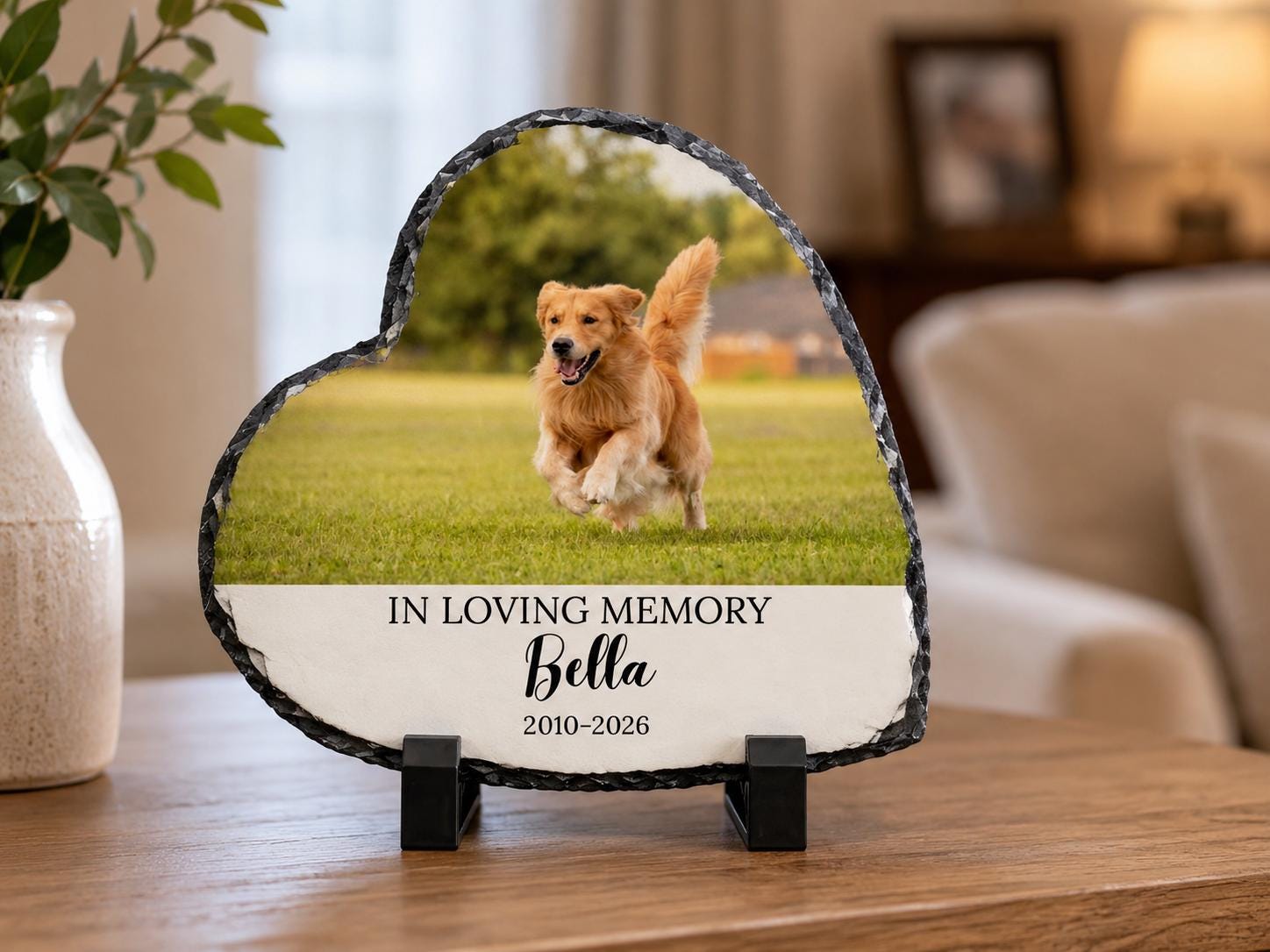 Dog Memorial Stone with Photo, Personalized Heart Pet Memorial Plaque, Custom Dog Remembrance Gift, Loss of Dog Sympathy Gift, Custom Gift