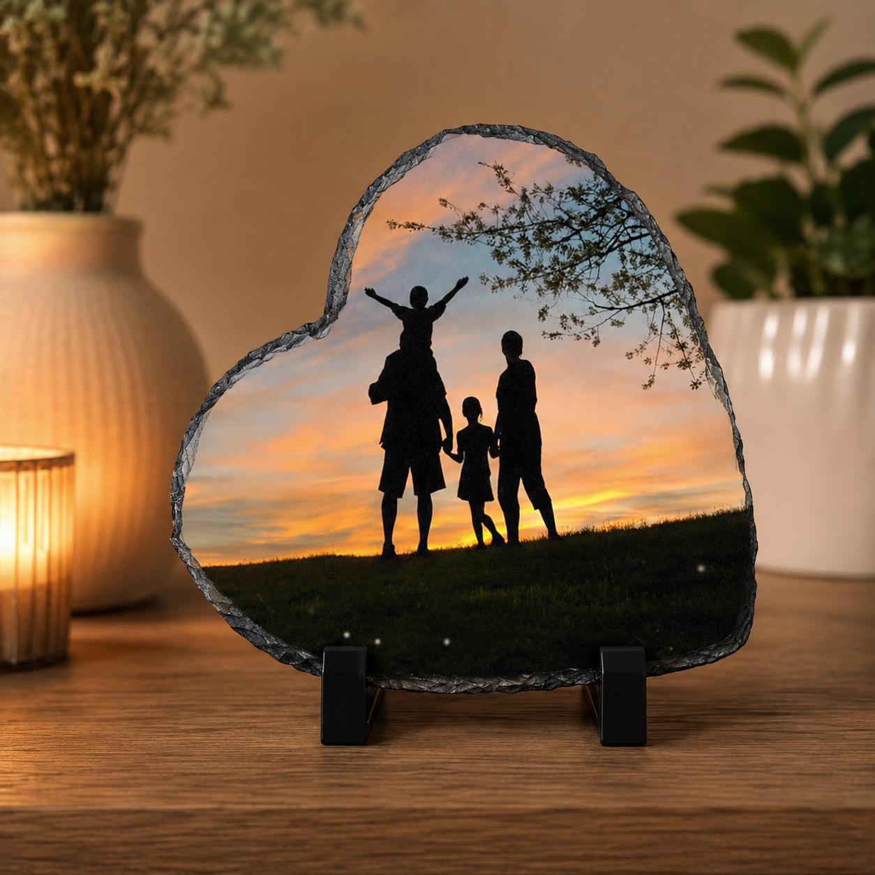 Custom Heart Photo Slate Plaque, Personalized Stone Picture Gift, Dog Mom, Gift for her him, Custom Dog Picture Memorial Gift