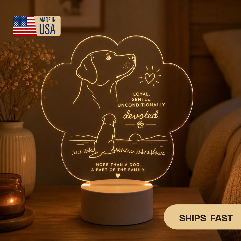 Personalized Labrador LED Night Light, Custom Acrylic Dog Lamp, Pet Lover Gift, Dog Memorial Gift, Cozy Bedroom Decor