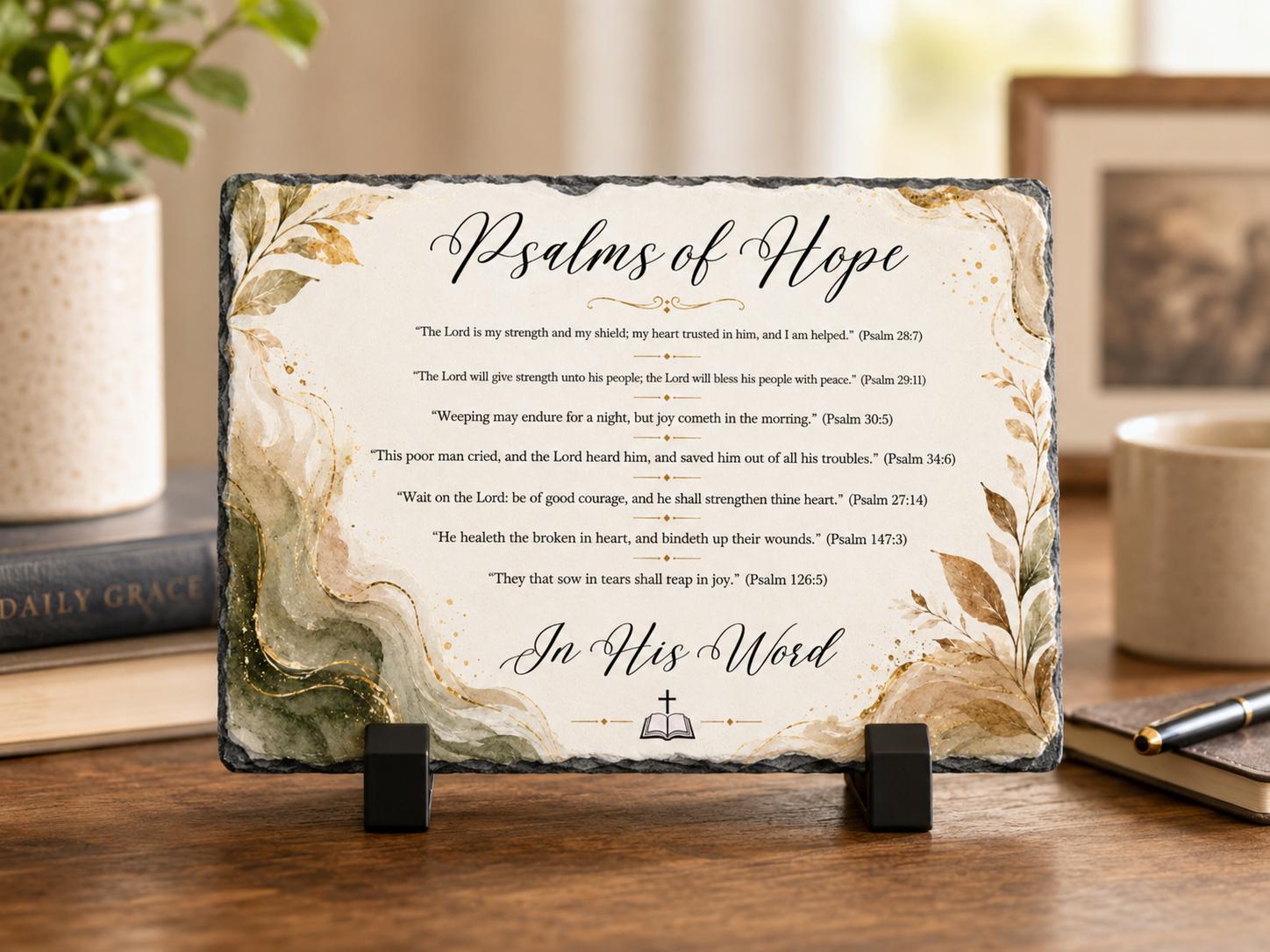 Personalized Psalm Stone Plaque, Christian Scripture Gift, Bible Verse Decor, Religious Table Sign, Prayer Plaque, Faith Gift for Home