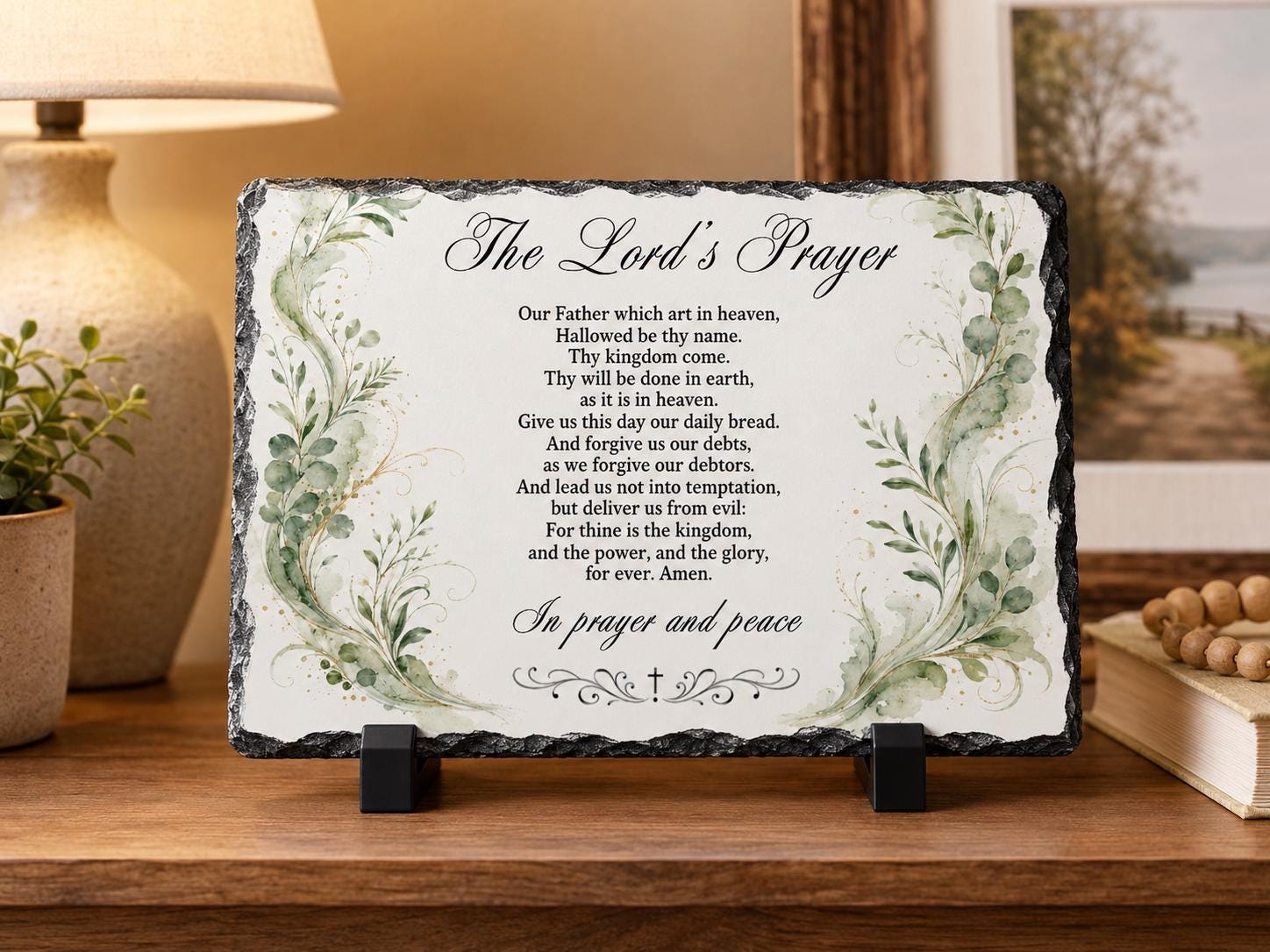 Personalized Stone Plaque, Custom Message Keepsake, Father Gift, Thank You Gift, Religious Prayer Decor, Meaningful Table Sign