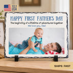 First Father’s Day Photo Slate Plaque, Custom Dad Gift From Baby, Personalized Stone Picture Frame, New Dad Keepsake Gift