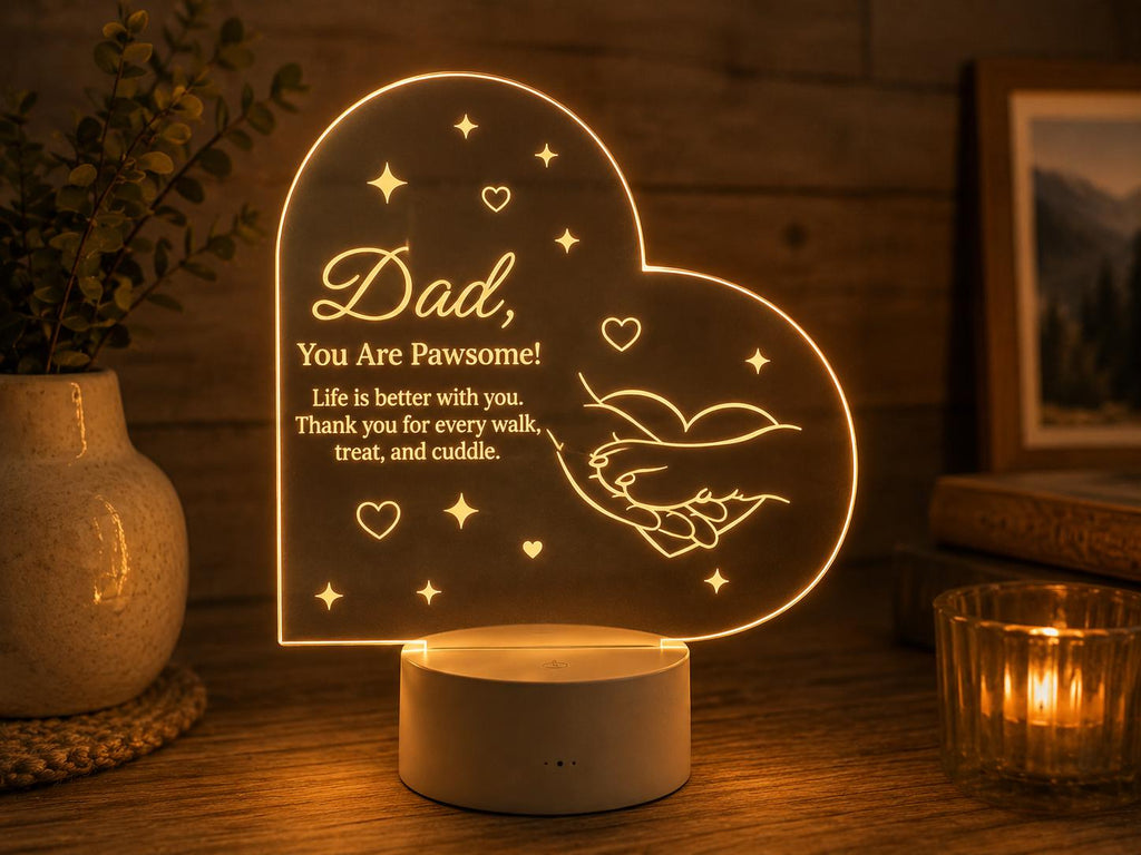 Best Pet Dad Ever LED Lamp, Dog Dad Gift, Gifts for him, Pet Lover Acrylic Lamp, Father’s Day Gift for Pet Owner