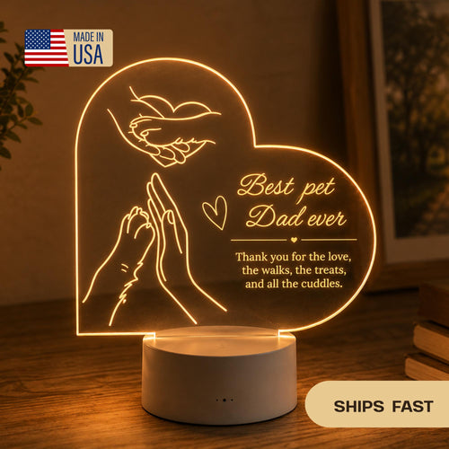 Best Pet Dad Ever LED Lamp, Dog Dad Gift, Gifts for him, Pet Lover Acrylic Lamp, Father’s Day Gift for Pet Owner