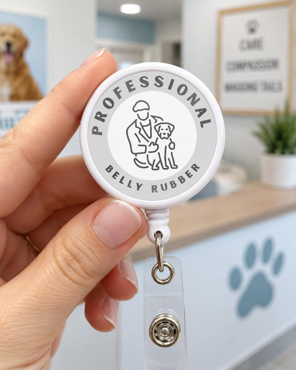 Vet Badge Reel, Cute Veterinary Badge Holder, Animal Lover Retractable ID Badge, Vet Tech Gift, Dog Groomer, Nurse gifts, Custom badge reel