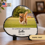 Dog Memorial Stone with Photo, Personalized Heart Pet Memorial Plaque, Custom Dog Remembrance Gift, Loss of Dog Sympathy Gift, Custom Gift