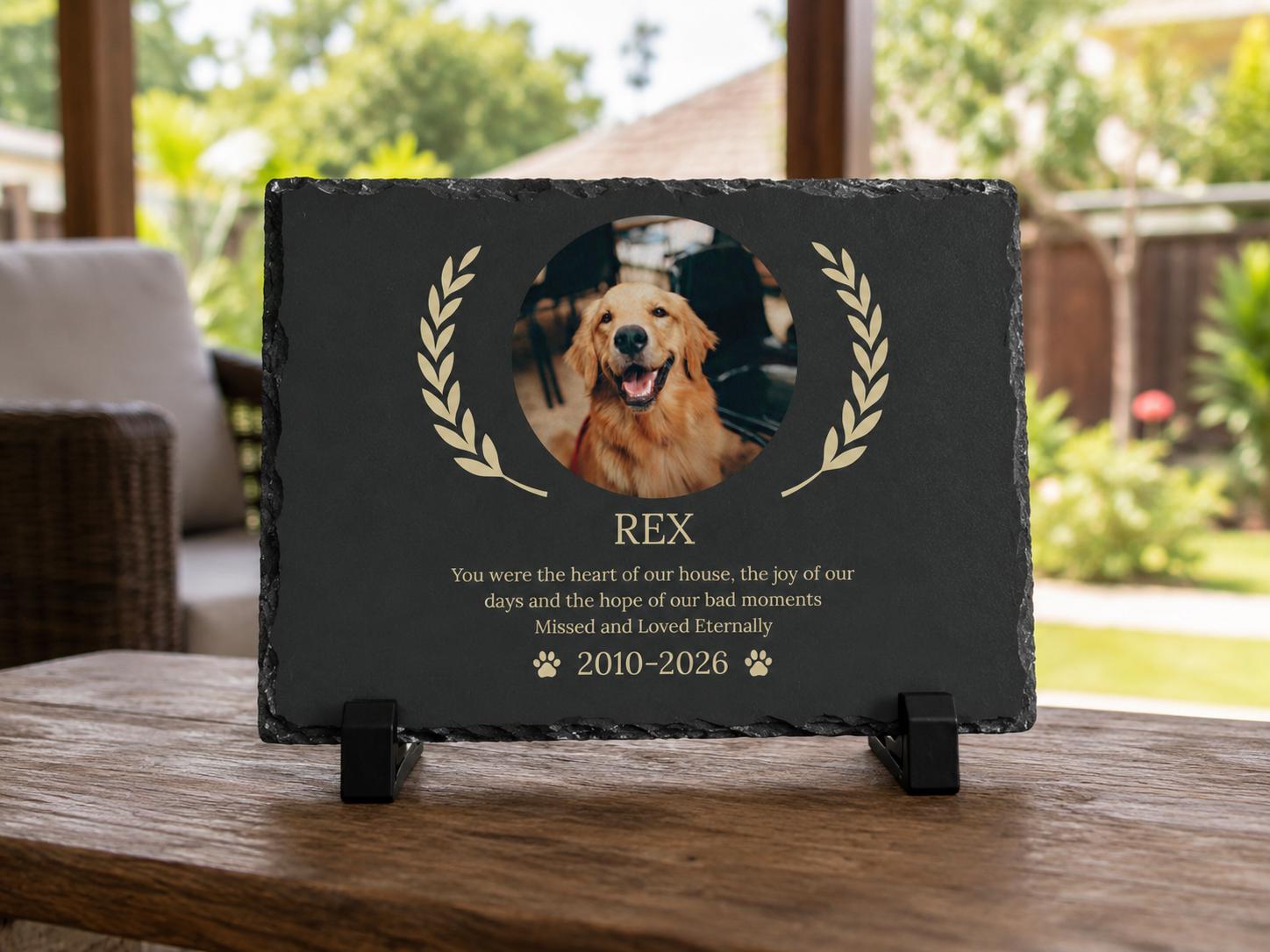 Personalized Dog Memorial Slate with Photo, Custom Pet Memorial Plaque, Dog Remembrance Gift, Pet Loss Sympathy Gift, Custom Gift