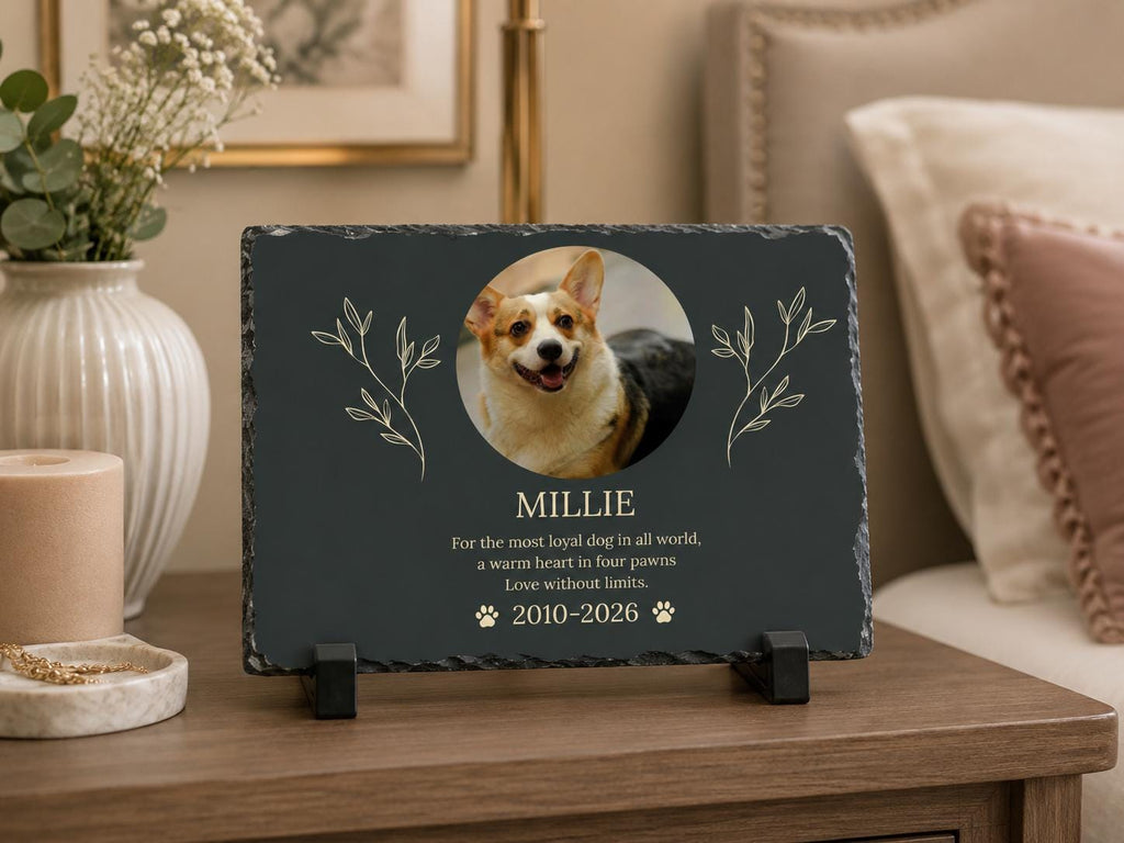 Personalized Dog Memorial Slate with Photo, Custom Pet Memorial Plaque, Dog Remembrance Gift, Pet Loss Sympathy Gift, Custom Gift