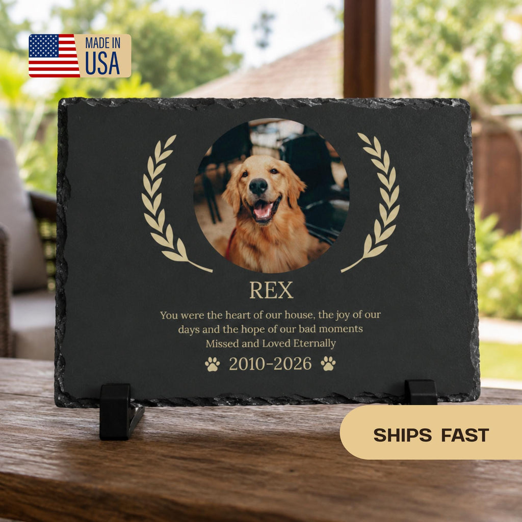 Personalized Dog Memorial Slate with Photo, Custom Pet Memorial Plaque, Dog Remembrance Gift, Pet Loss Sympathy Gift, Custom Gift
