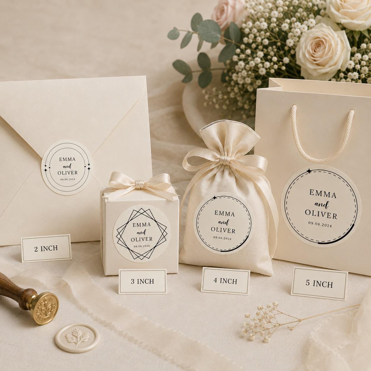 Personalized Wedding Stickers, Wedding Favor Labels, Envelope Seal, Gift Box Sticker, Wedding Date Label