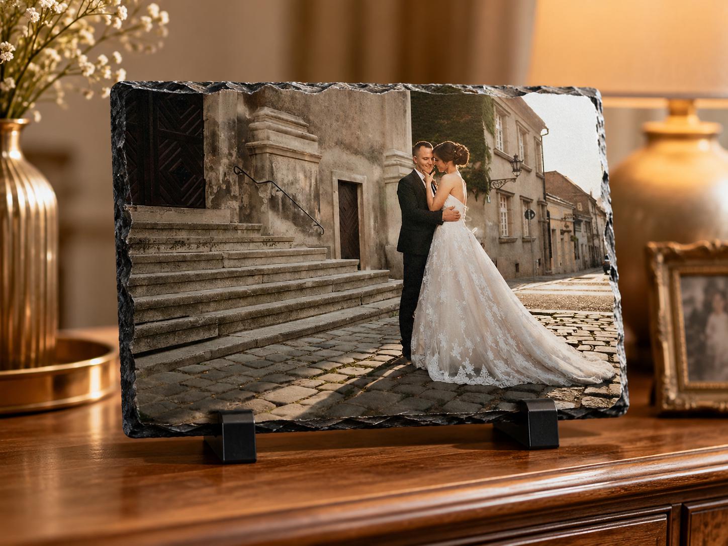 Custom Photo Slate Plaque,Personalized Stone Picture Frame, Gift for him her,Personalized Wedding Photo Slate Plaque, Custom Couple Keepsake