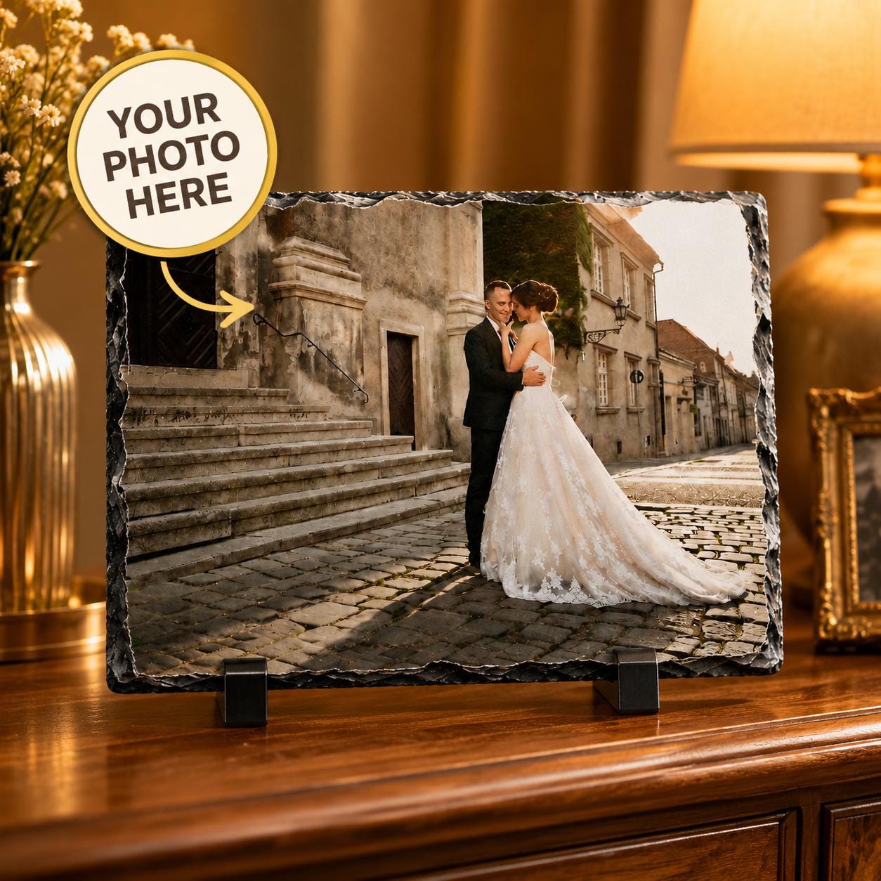 Custom Photo Slate Plaque,Personalized Stone Picture Frame, Gift for him her,Personalized Wedding Photo Slate Plaque, Custom Couple Keepsake