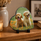 Custom Heart Photo Slate Plaque, Personalized Stone Picture Gift, Dog Mom, Gift for her him, Custom Dog Picture Memorial Gift