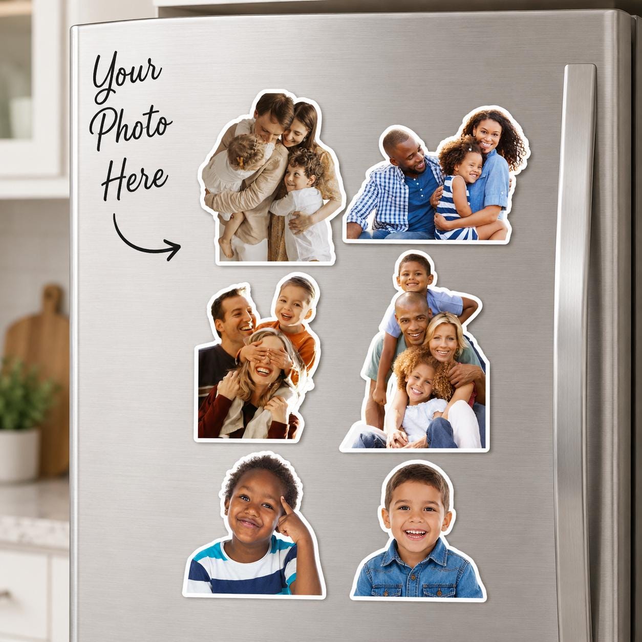 Personalized Acrylic Photo Magnet, Custom Cutout Fridge Magnet, Family Picture Gift, Refrigerator Decor