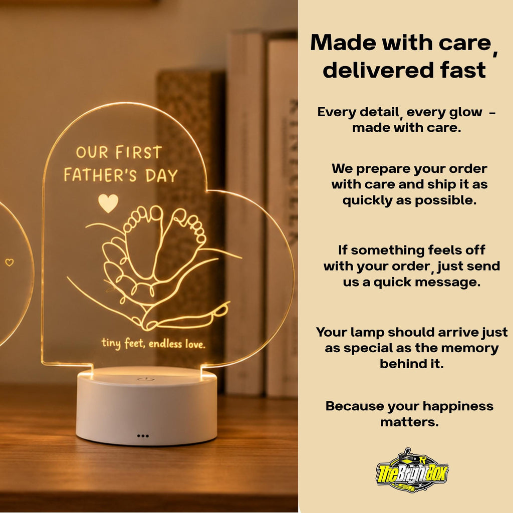 Personalized First Father’s Day Acrylic LED Night Light, Custom Dad Gift From Baby
