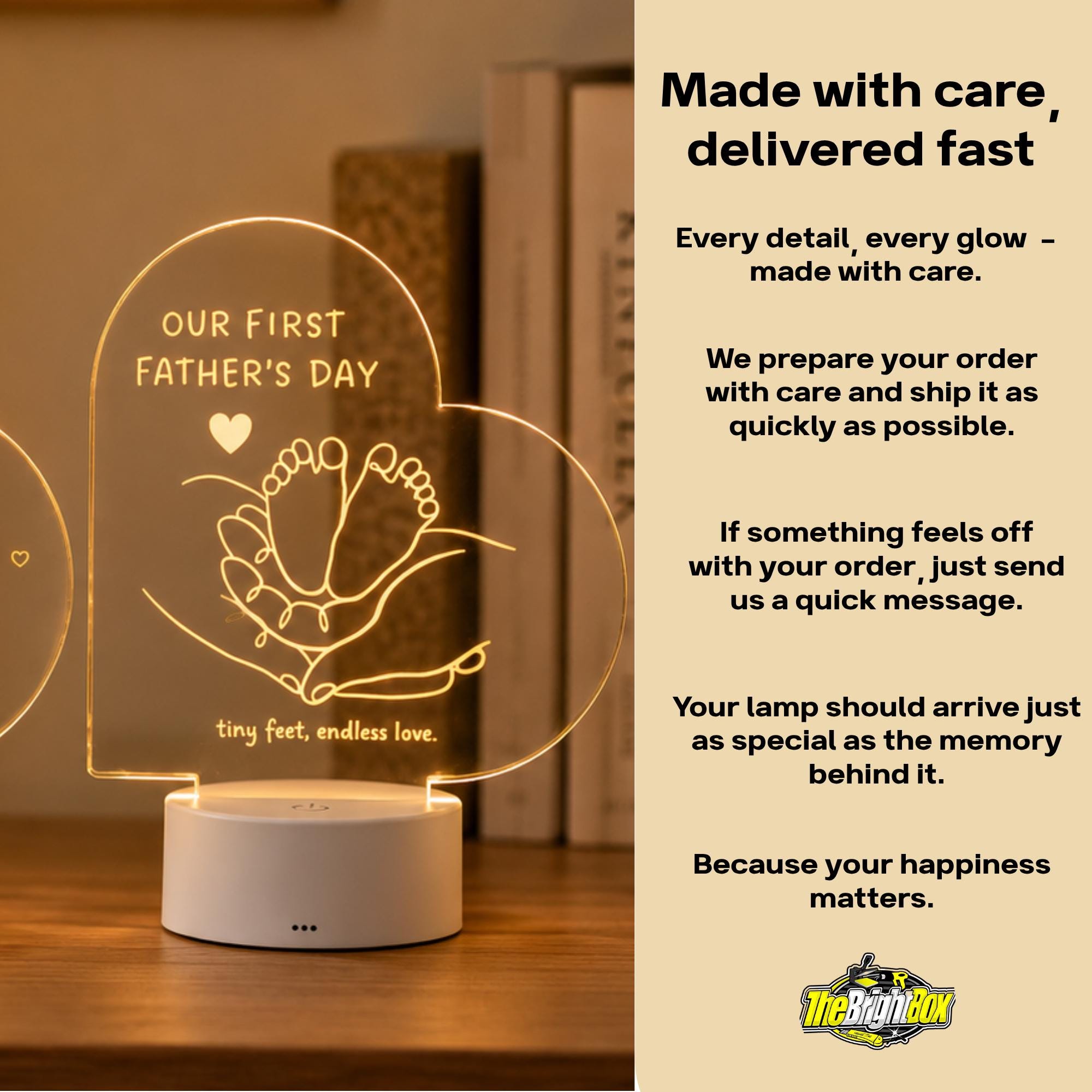 Personalized First Father’s Day Acrylic LED Night Light, Custom Dad Gift From Baby