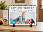 First Father’s Day Photo Slate Plaque, Custom Dad Gift From Baby, Personalized Stone Picture Frame, New Dad Keepsake Gift