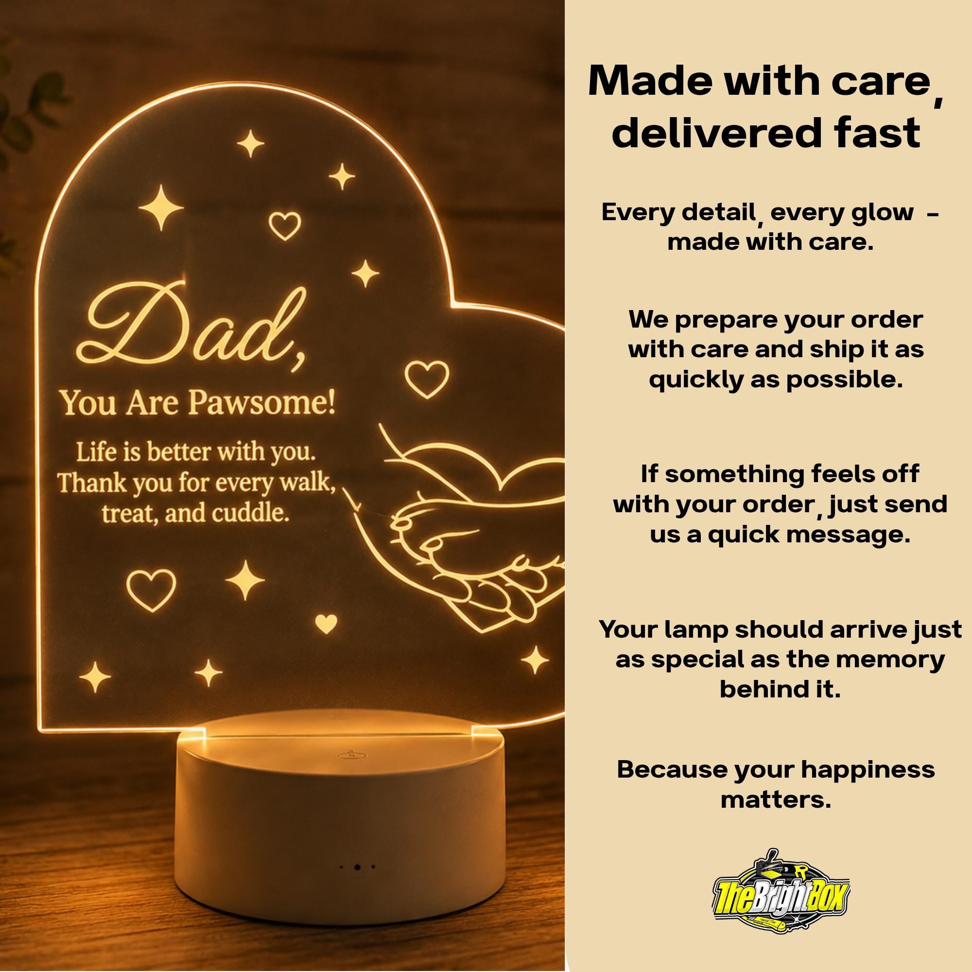 Best Pet Dad Ever LED Lamp, Dog Dad Gift, Gifts for him, Pet Lover Acrylic Lamp, Father’s Day Gift for Pet Owner