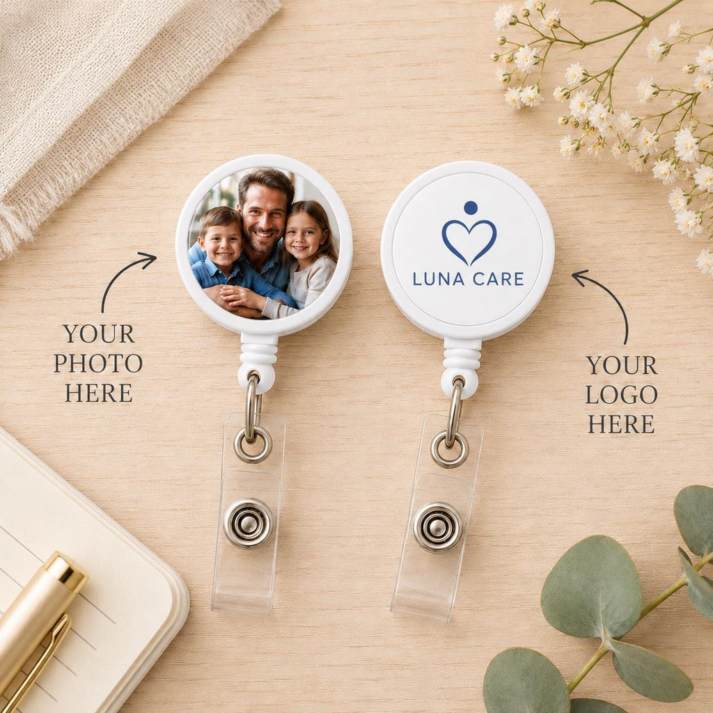 Custom badge reel, Custom Photo Badge Reel, Personalized Logo Badge Holder, Retractable ID Badge Reel, Custom Work Badge Clip, Nurse gifts