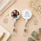 Custom badge reel, Custom Photo Badge Reel, Personalized Logo Badge Holder, Retractable ID Badge Reel, Custom Work Badge Clip, Nurse gifts