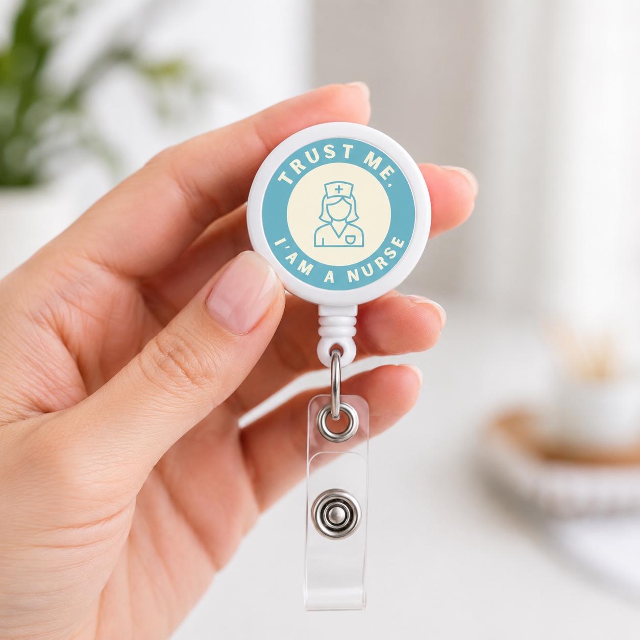 Nurse Badge Reel, Retractable ID Badge Holder, Nurse Life Badge Clip, Cute Nursing Badge Reel for Scrubs, Nurse gifts, Custom badge reel