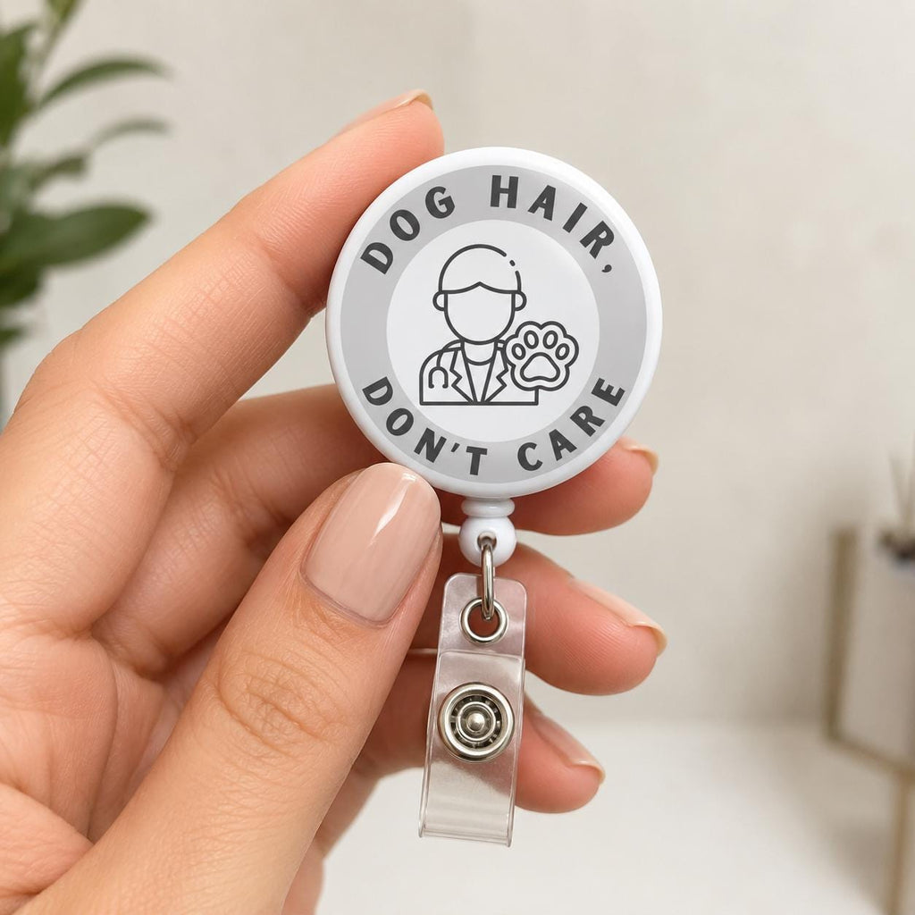 Vet Badge Reel, Cute Veterinary Badge Holder, Animal Lover Retractable ID Badge, Vet Tech Gift, Dog Groomer, Nurse gifts, Custom badge reel