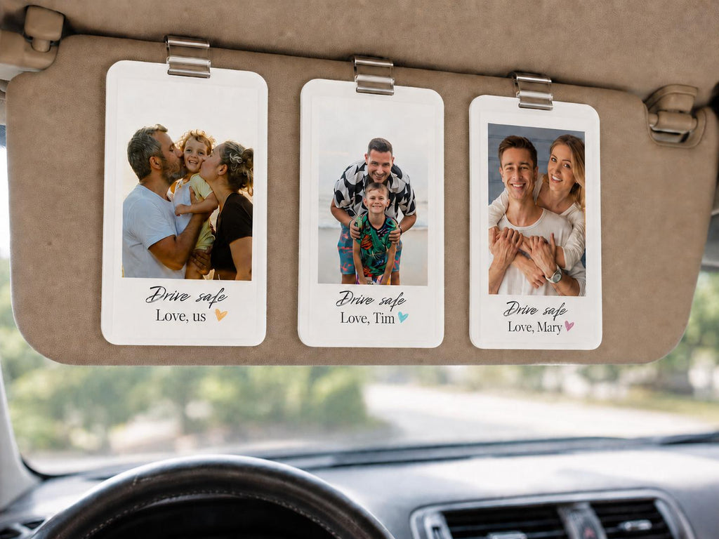 Drive Safe Car Accessories, Personalized Car Decor, Custom Photo Car Visor Clip, Acrylic Driver Gift, Car Charm, Husband Gift, Gifts for him