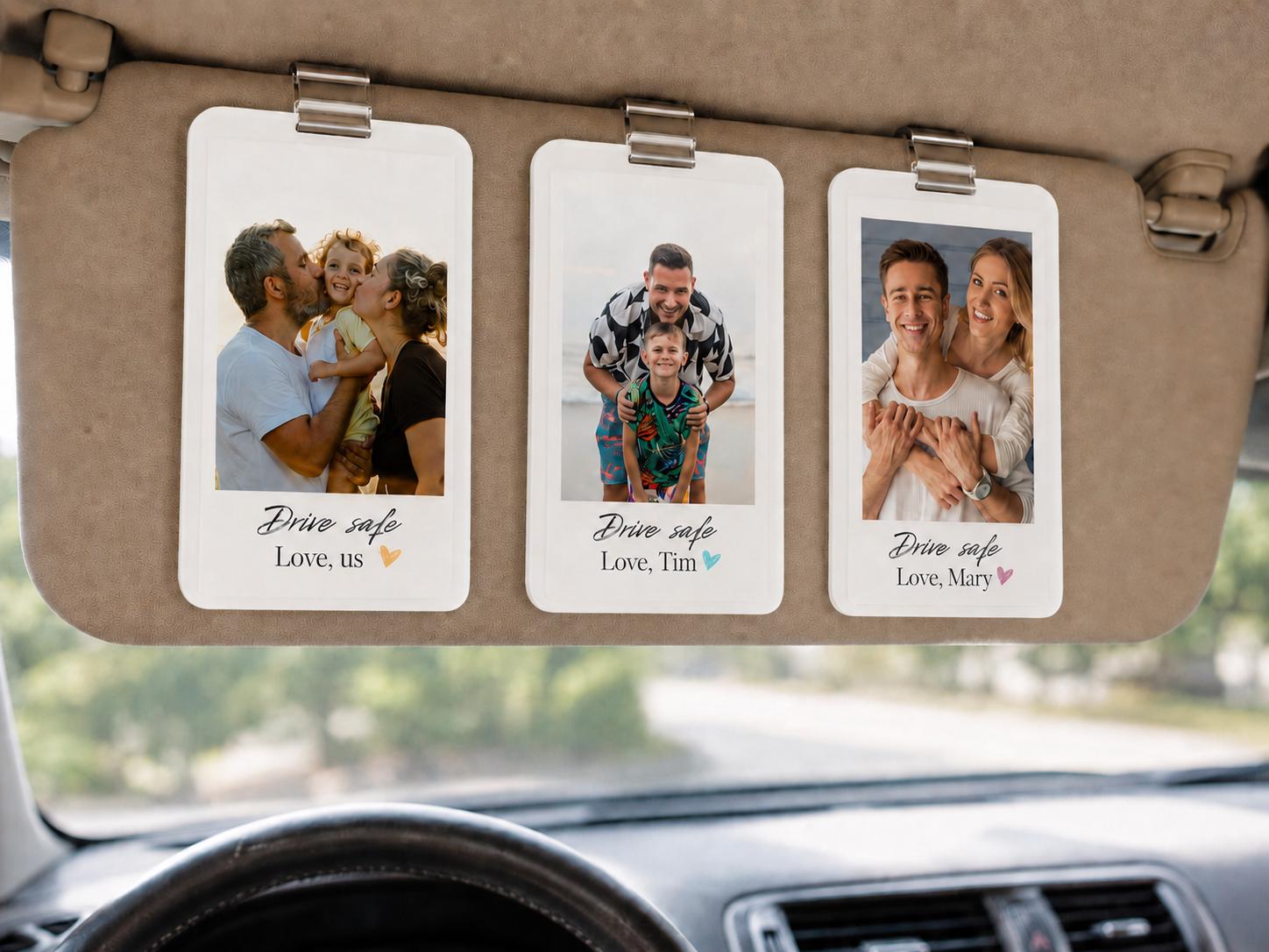 Drive Safe Car Accessories, Personalized Car Decor, Custom Photo Car Visor Clip, Acrylic Driver Gift, Car Charm, Husband Gift, Gifts for him