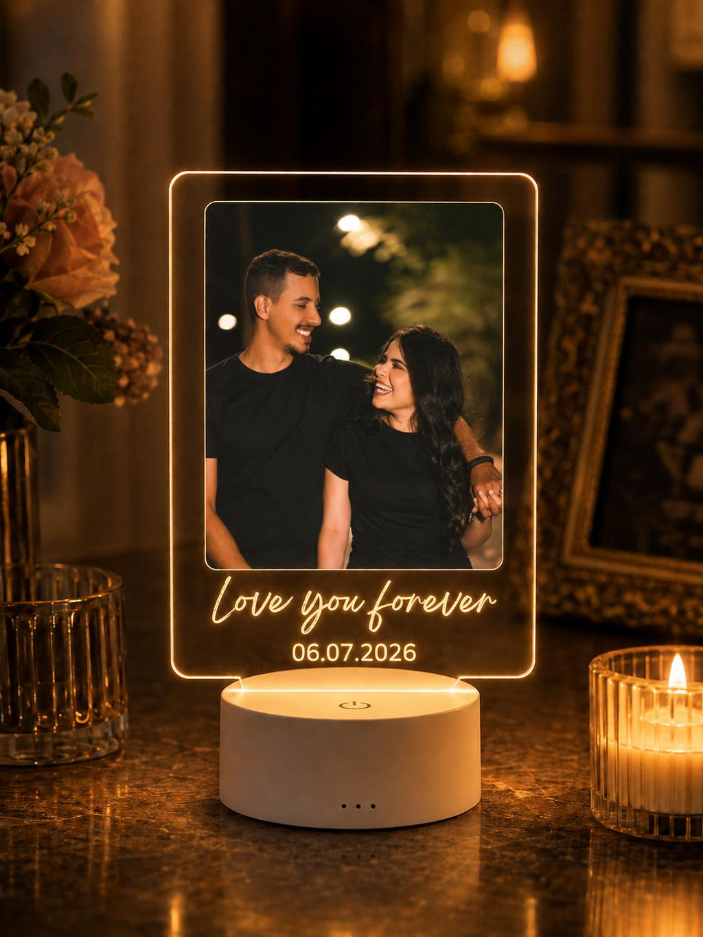 Personalized Photo LED Lamp, Custom Couple Picture Lamp, Anniversary Gift for Him Her, Romantic Night Light, Wedding Gift, Valentine Gift