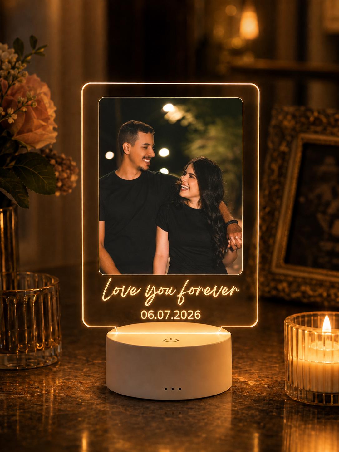 Personalized Photo LED Lamp, Custom Couple Picture Lamp, Anniversary Gift for Him Her, Romantic Night Light, Wedding Gift, Valentine Gift