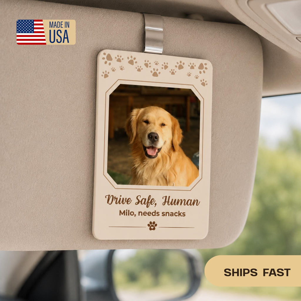 Dog Car Visor Clip, Custom Pet Lover Gift, Personalized Gift, Drive Safe Daddy, Drive Safe Visor Clip,Husband Gift, Anniversary Gift for Her