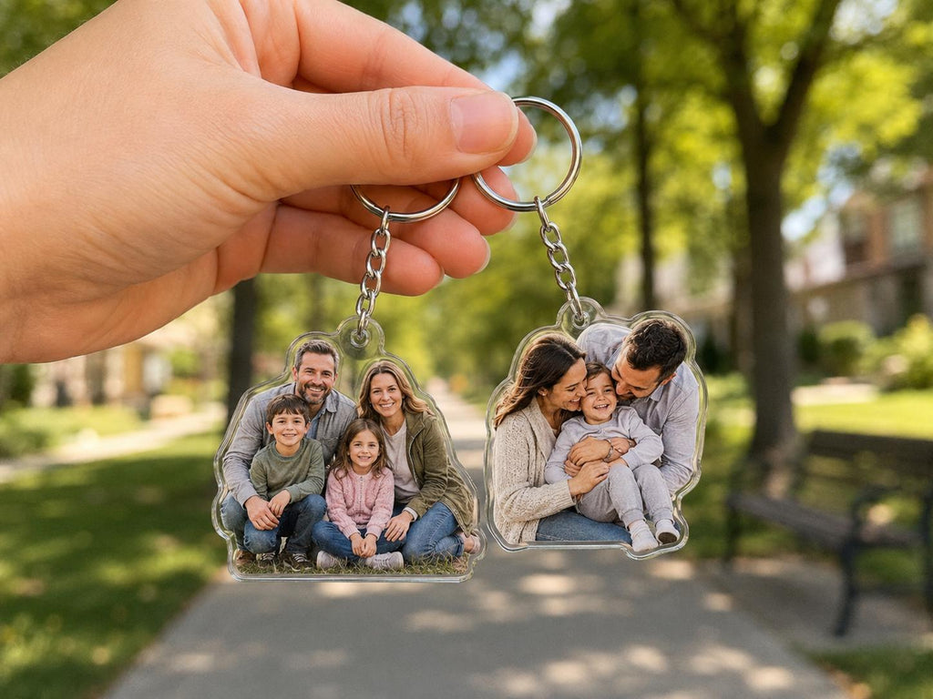 Custom Family Photo Acrylic Keychain, Picture Keychain Gift, Custom Acrylic Photo Charm, Gift for her, him, Party Favors, Car accessories