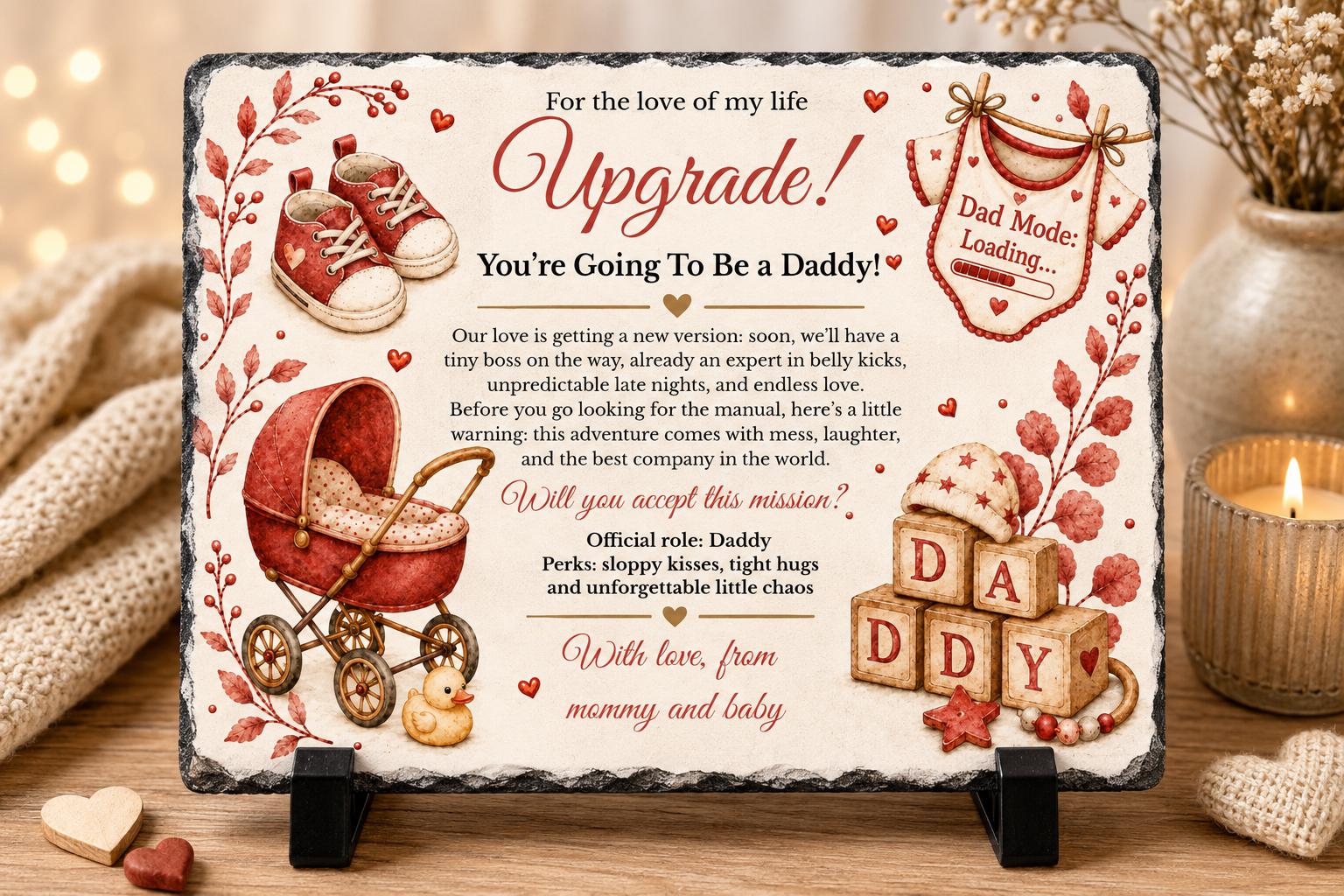 Pregnancy Announcement Stone Plaque for Husband, You’re Going To Be A Daddy Gift, New Dad Gift, Baby Reveal Keepsake for Dad