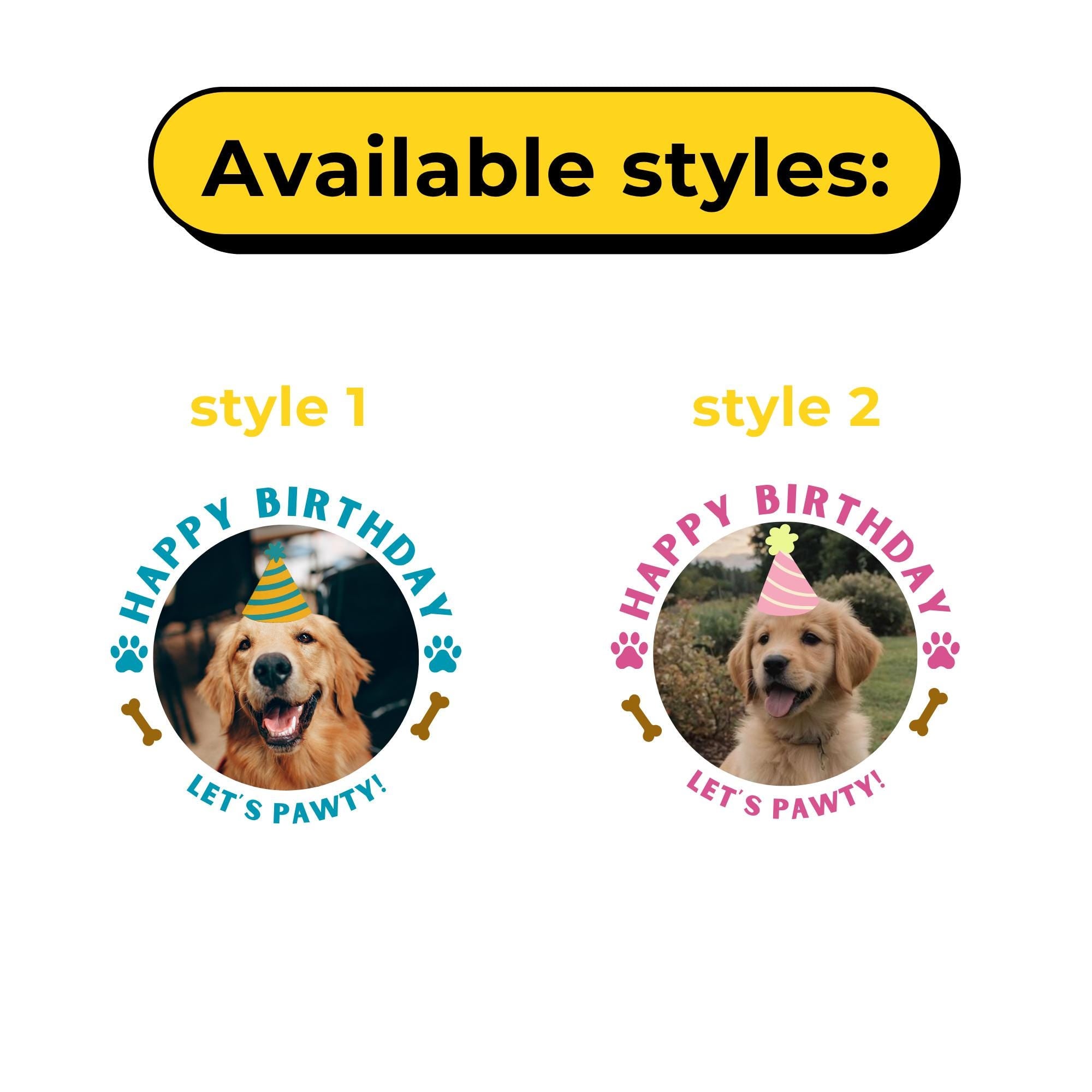 Custom Dog Birthday Sticker, Personalized Pet Party Sticker, Happy Birthday Dog Label, Let’s Pawty Sticker, Dog Party Favor, Dog Mom,